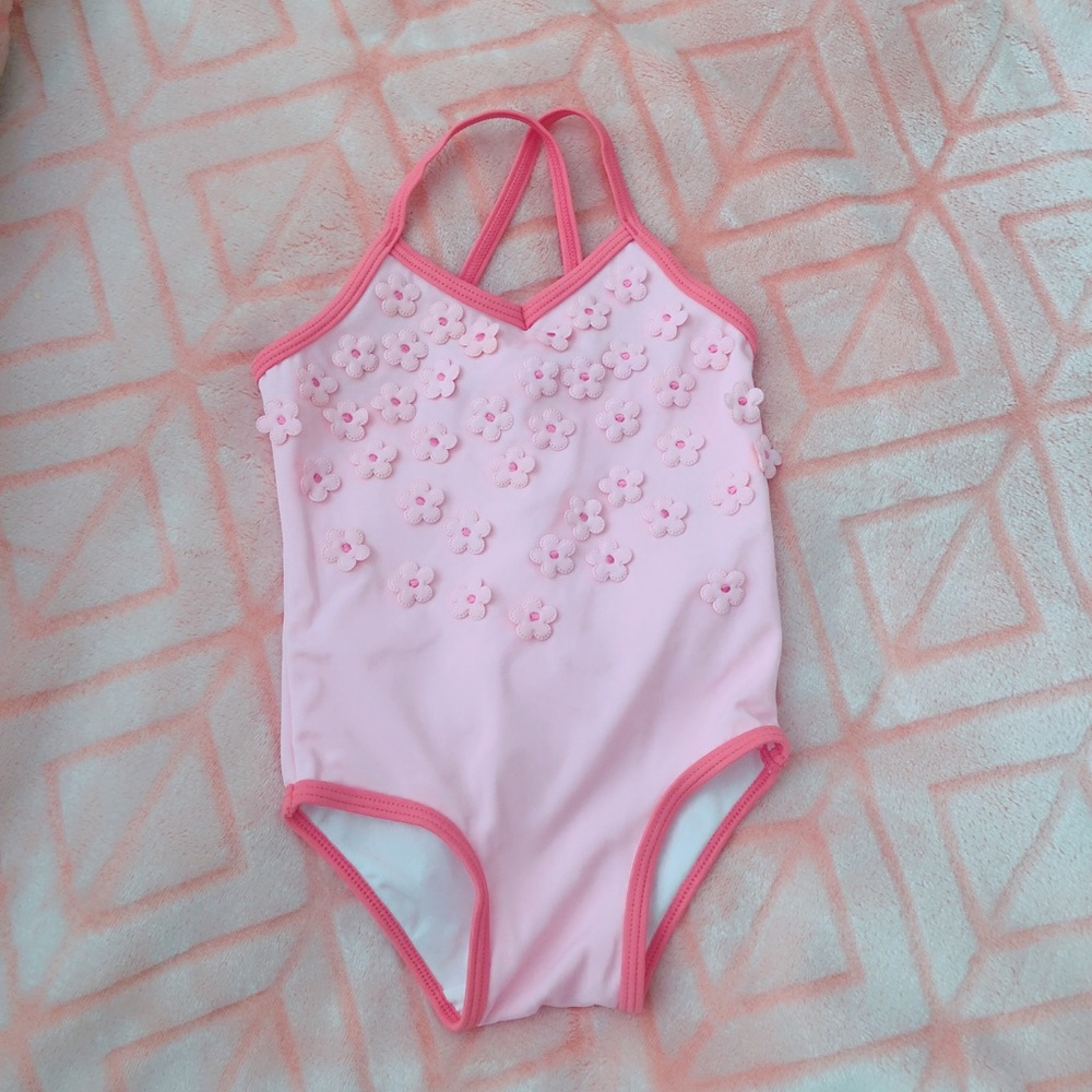 Baby girl pink flower swimsuit sz 6-12 months
